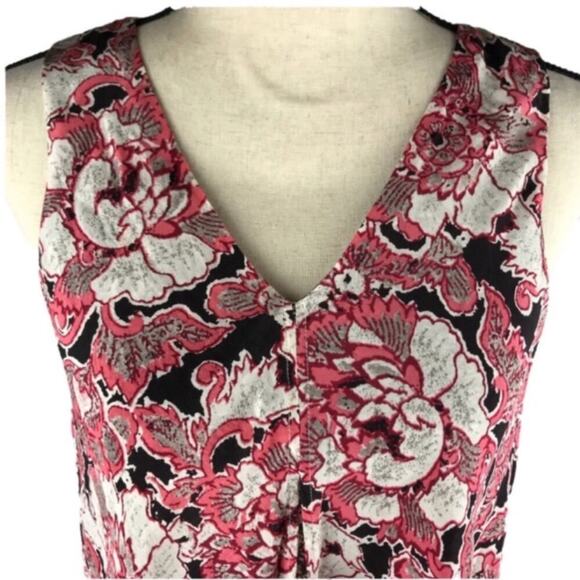 Lucky Brand Silk Tank Top Floral Mixed Print Pink Double Layer Womens Size XS - Picture 8 of 8